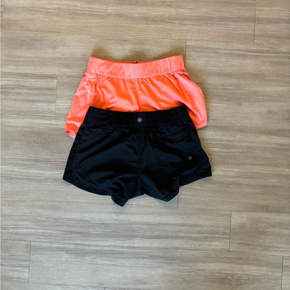 Athleta Orange & Black Comfort Runner’s Shorts Size Small, Like New, Bundle of 2